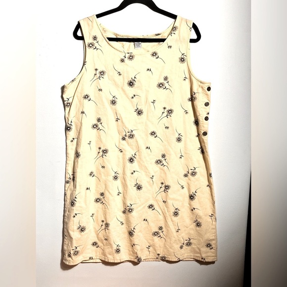 Sag Harbor Yellow & Grey Vintage Floral Linen Cotton Dress and Top 14 - Picture 3 of 16